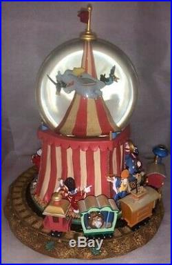 Disney Flying Dumbo Musical Snowglobe With Moving Train Clowns Circus NEVER OPENED