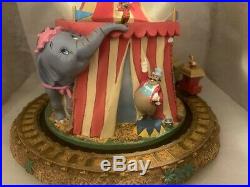 Disney Flying Dumbo Musical Snowglobe With Moving Train Clowns Circus NEVER OPENED