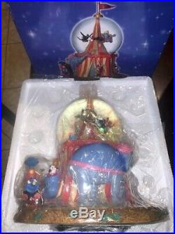 Disney Flying Dumbo Musical Snowglobe With Moving Train Clowns Circus NEVER OPENED