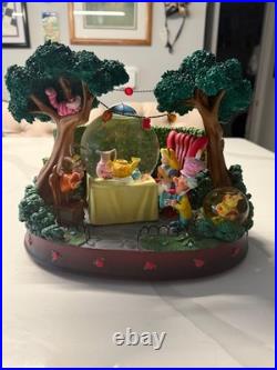 Disney LARGE Alice In Wonderland Snow Globe Mad Hatter's Tea Party Damage