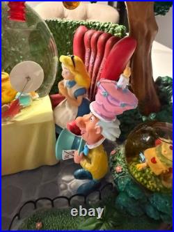 Disney LARGE Alice In Wonderland Snow Globe Mad Hatter's Tea Party Damage