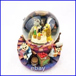Disney Lady and the Tramp Musical Snowglobe WORKS Bella Notte AS IS FLAW