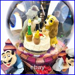 Disney Lady and the Tramp Musical Snowglobe WORKS Bella Notte AS IS FLAW