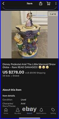 Disney Little Mermaid Ariel & Prince Eric Dancing Pedestal Snowglobe