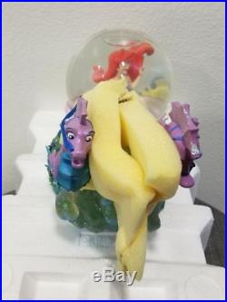 Disney Little Mermaid Ariel & Seahorses Musical Snowglobe Water Snow Globe New