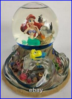 Disney Little Mermaid Snow Globe Ariel's Treasure Trove Lights Musical with Box
