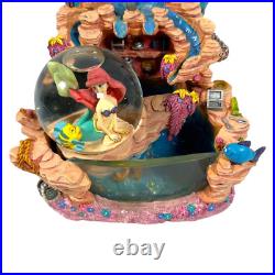 Disney Little Mermaid Snow Globe Figurine Water Fountain Vintage Ariel Tested