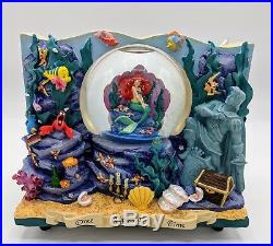 Disney Little Mermaid Storybook Ariel Musical 2 Sided Snow Globe, Very Good Cond