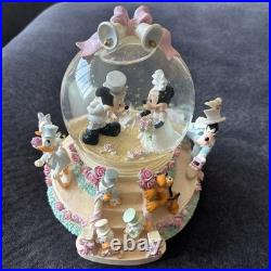 Disney Mickey & Minnie Wedding Cake Musical Snow Globe Plays Wedding March 7.5
