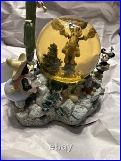 Disney Mickey & Minnie Western Snow Globe Music Box Glowing Used HHB Disney Mickey & Minnie Western Snow Globe Music Box Glowing Used HHB