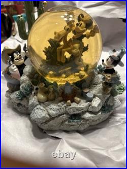 Disney Mickey & Minnie Western Snow Globe Music Box Glowing Used HHB Disney Mickey & Minnie Western Snow Globe Music Box Glowing Used HHB
