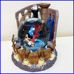 Disney Mickey Mouse Fantasia The Sorcerer's Apprentice Snow Globe Music Box Used