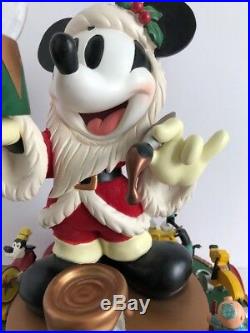 Disney Mickey Mouse Santas' Workshop Big Snow Globe Musical Motion Carousel