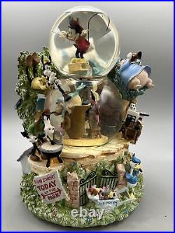 Disney Mickey Mouse Silly Symphonies Band Double Musical Snow Globe WithBox