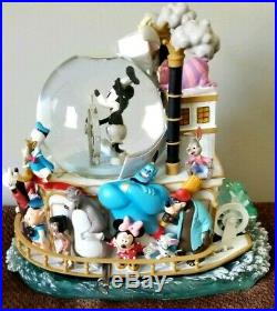 Disney Mickeys 75th Anniversary Mouse Steamboat Willie Musical Snowglobe Ceramic