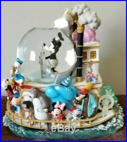 Disney Mickeys 75th Anniversary Mouse Steamboat Willie Musical Snowglobe Ceramic