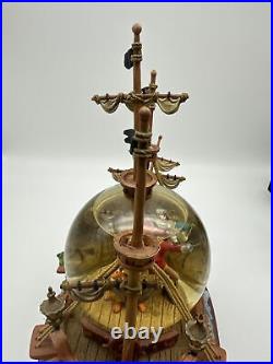 Disney PETER PAN MUSICAL SNOW GLOBE Pirate Ship YOU CAN FLY With Box FLAW