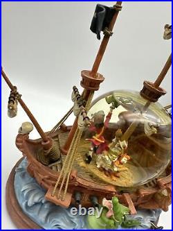 Disney PETER PAN MUSICAL SNOW GLOBE Pirate Ship YOU CAN FLY With Box FLAW