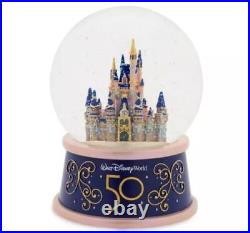 Disney Parks 50th Anniversary Cinderella's Castle Water Snow Globe MUSICAL New