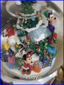 Disney Parks Mickey Christmas Musical Snow Globe Light Up Motion Deck Halls