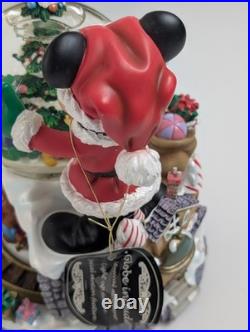Disney Parks Mickey Christmas Musical Snow Globe Light Up Motion Deck Halls
