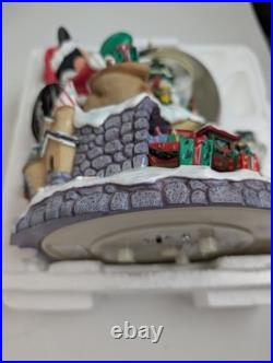 Disney Parks Mickey Christmas Musical Snow Globe Light Up Motion Deck Halls