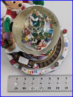 Disney Parks Mickey Christmas Musical Snow Globe Light Up Motion Deck Halls