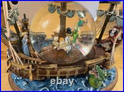 Disney Peter Pan Captain Hook Pirate Ship You Can Fly Musical Snow Globe