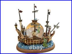 Disney Peter Pan Captain Hook Pirate Ship You Can Fly Musical Snow Globe