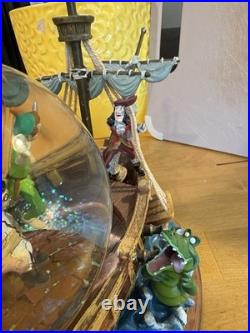 Disney Peter Pan Captain Hook Pirate Ship You Can Fly Musical Snow Globe