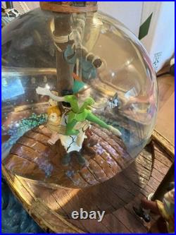 Disney Peter Pan Captain Hook Pirate Ship You Can Fly Musical Snow Globe