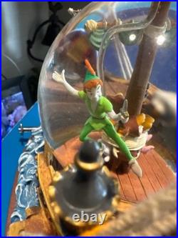 Disney Peter Pan Captain Hook Pirate Ship You Can Fly Musical Snow Globe