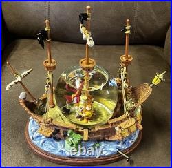 Disney Peter Pan Captain Hook Pirate Ship You Can Fly Musical Snow Globe Read
