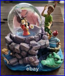Disney Peter Pan Hook Snowglobe Skull Rock RARE