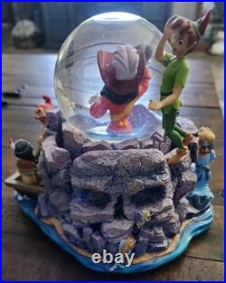 Disney Peter Pan Hook Snowglobe Skull Rock RARE