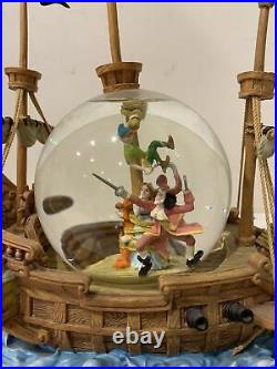 Disney Peter Pan Pirate Ship Musical Snow Globe You Can Fly