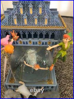 Disney Peter Pan Snow Globe You Can Fly Big Ben Clock Tower music box Tinkerbell