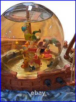 Disney Peter Pan You Can Fly Pirate Ship Musical Snow Globe Vintage Used