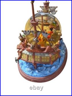 Disney Peter Pan You Can Fly Pirate Ship Musical Snow Globe Vintage Used