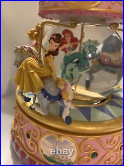 Disney Princess Carousel Music Snow globe Cinderella Ariel Snow White Retired
