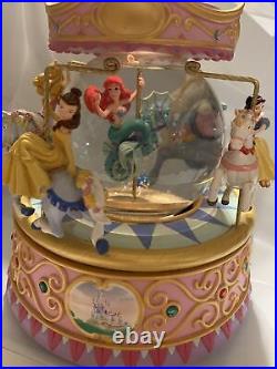 Disney Princess Carousel Music Snow globe Cinderella Ariel Snow White Retired