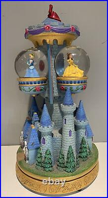 Disney Princess Castle 13 Balconies Musical Snow Globe Cinderella Belle Beauty