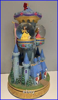 Disney Princess Castle 13 Balconies Musical Snow Globe Cinderella Belle Beauty