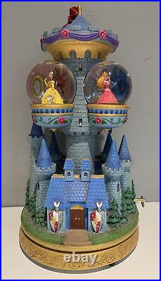 Disney Princess Castle 13 Balconies Musical Snow Globe Cinderella Belle Beauty