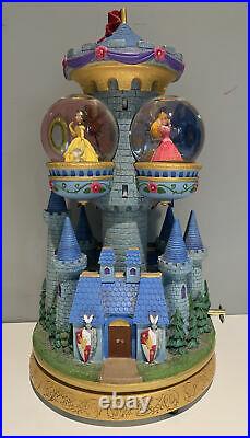 Disney Princess Castle 13 Balconies Musical Snow Globe Cinderella Belle Beauty