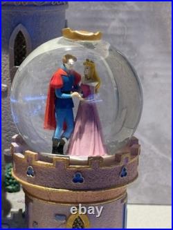 Disney Princess Clock Tower Castle Snow Globe Musical Lights Up Crown Chip