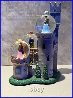 Disney Princess Clock Tower Castle Snow Globe Musical Lights Up Crown Chip Disney Princess Clock Tower Castle Snow Globe Musical Lights Up Crown Chip