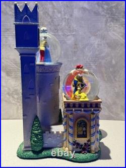 Disney Princess Clock Tower Castle Snow Globe Musical Lights Up Crown Chip