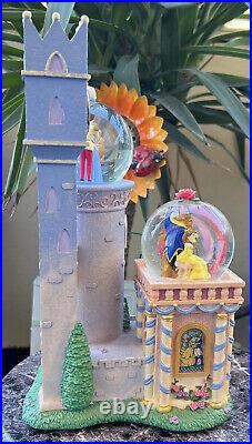 Disney Princess Clock Tower Castle lighted 3 Snow Globe Cinderella