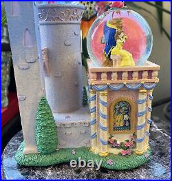 Disney Princess Clock Tower Castle lighted 3 Snow Globe Cinderella